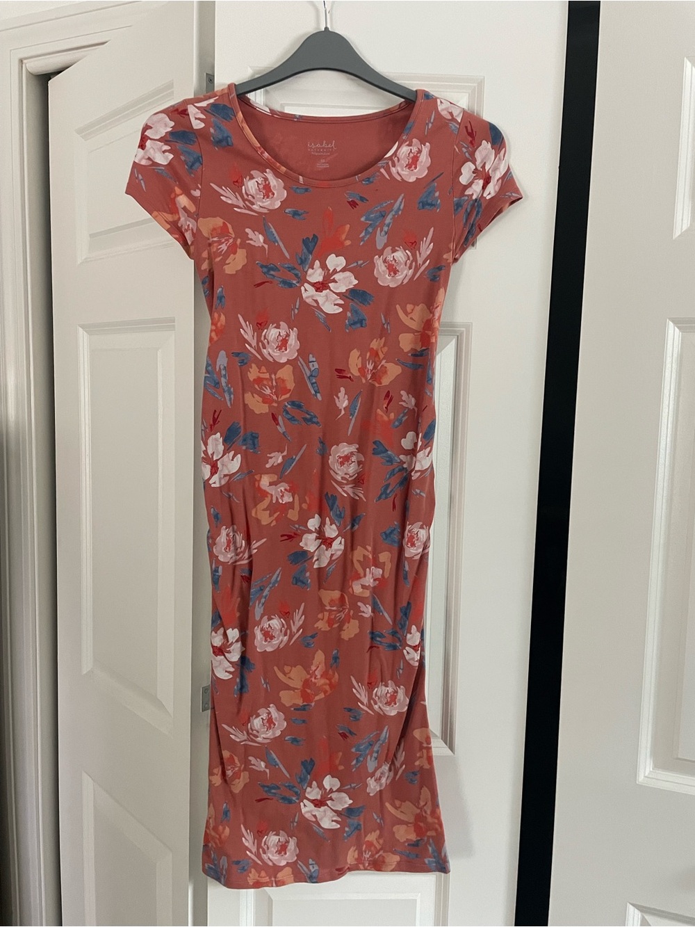 Isabel Maternity Floral Short-Sleeve Midi Dress